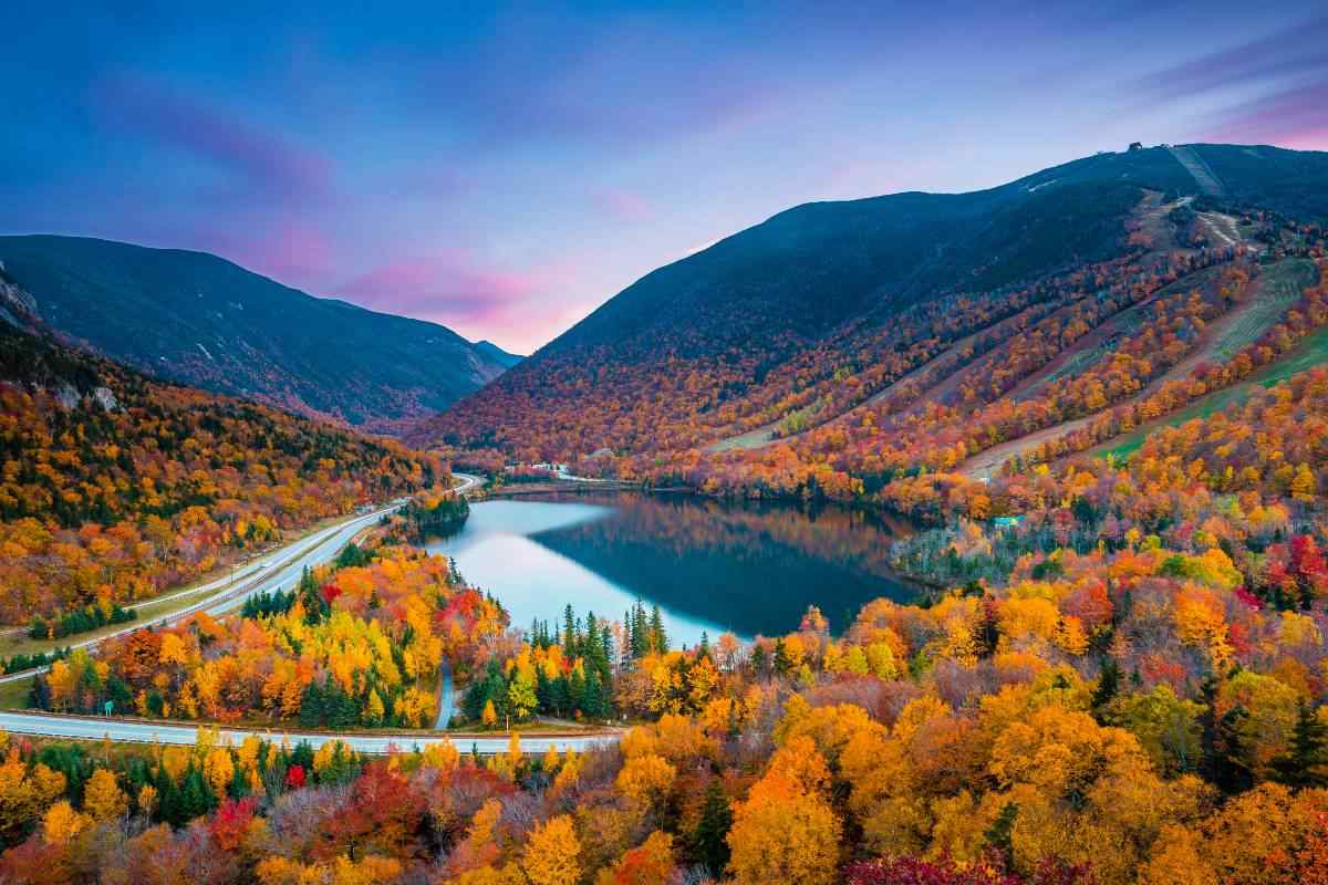 Foliage and lake in New Hampshire 
