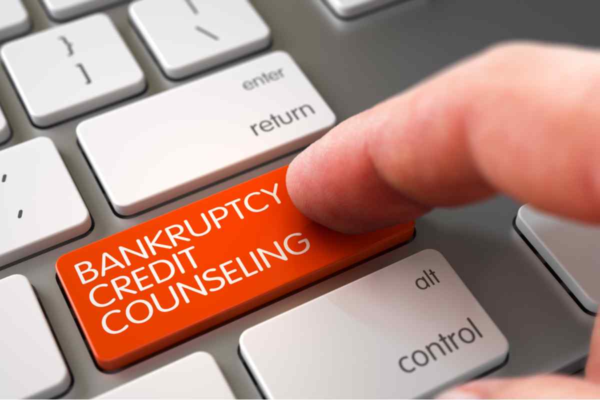 Keyboard with a key for bankruptcy counseling.