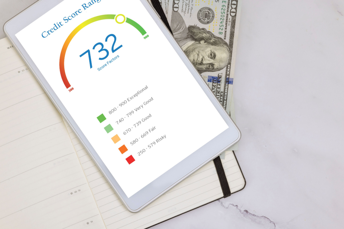 Credit score report on tablet 