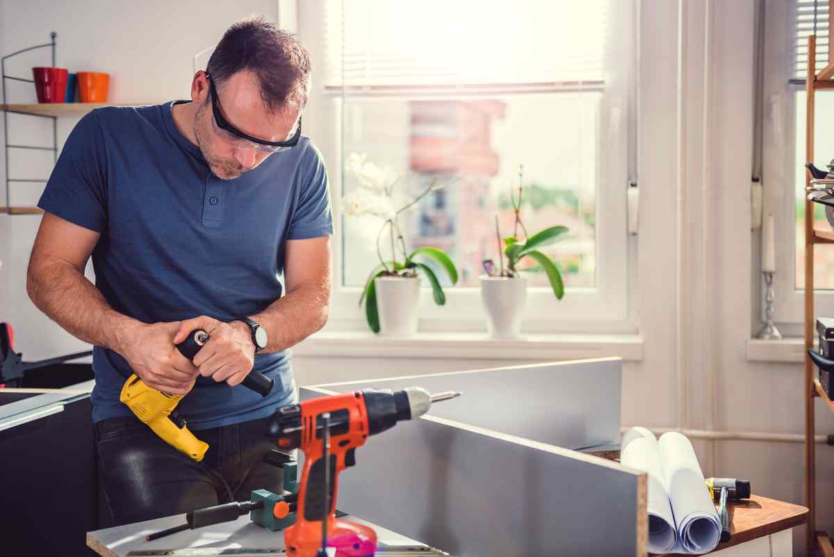 Man working on home repair project.