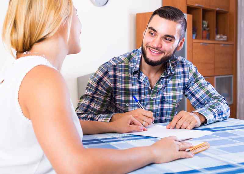 A couple discussing finances.