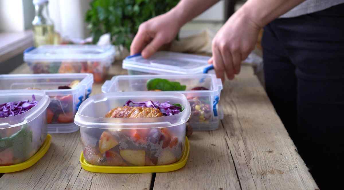 Close up of meal prepping in containers 