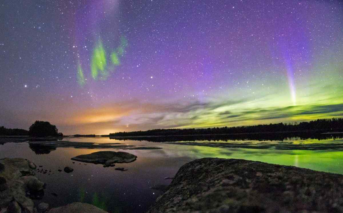 View of northern lights in Minnesota