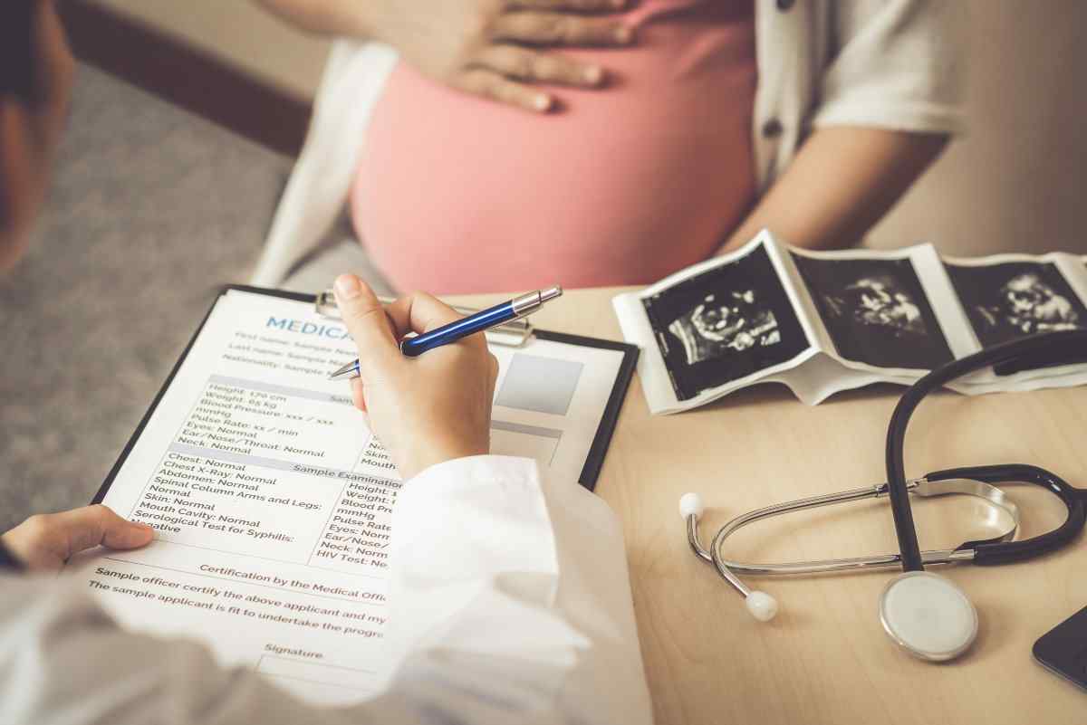 Pregnant woman at a doctor's visit.