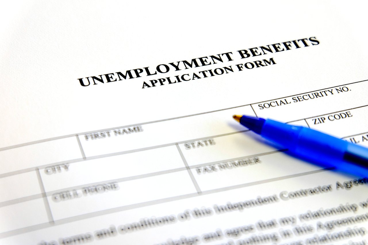 Close up on unemployment paperwork