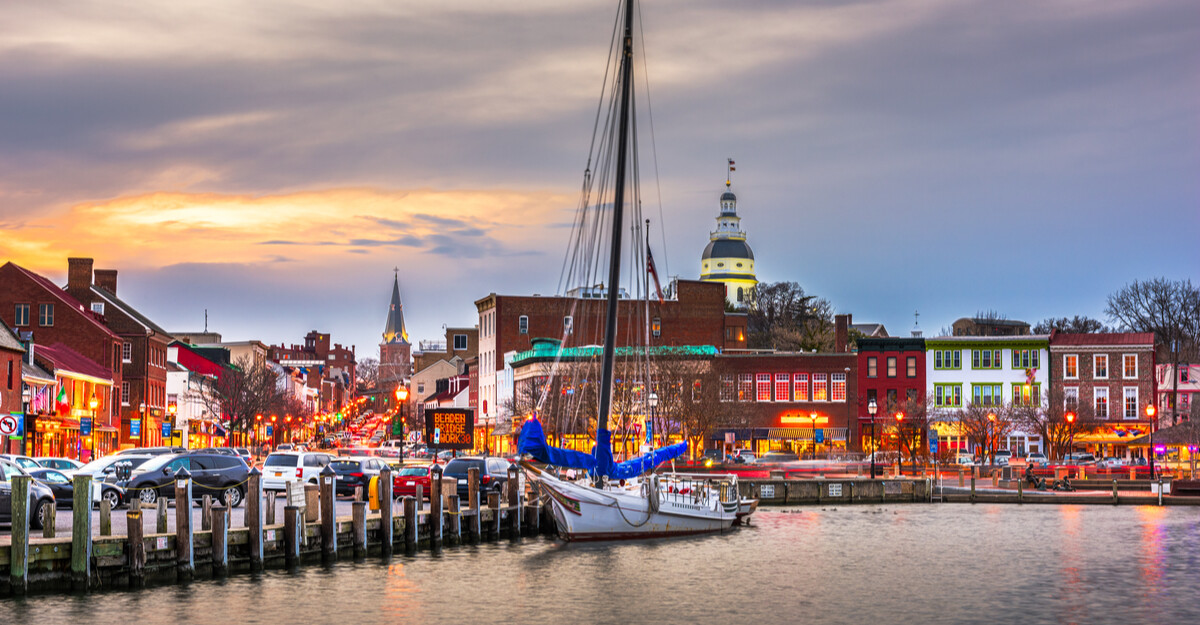 View of Annapolis Harbor in Maryland.