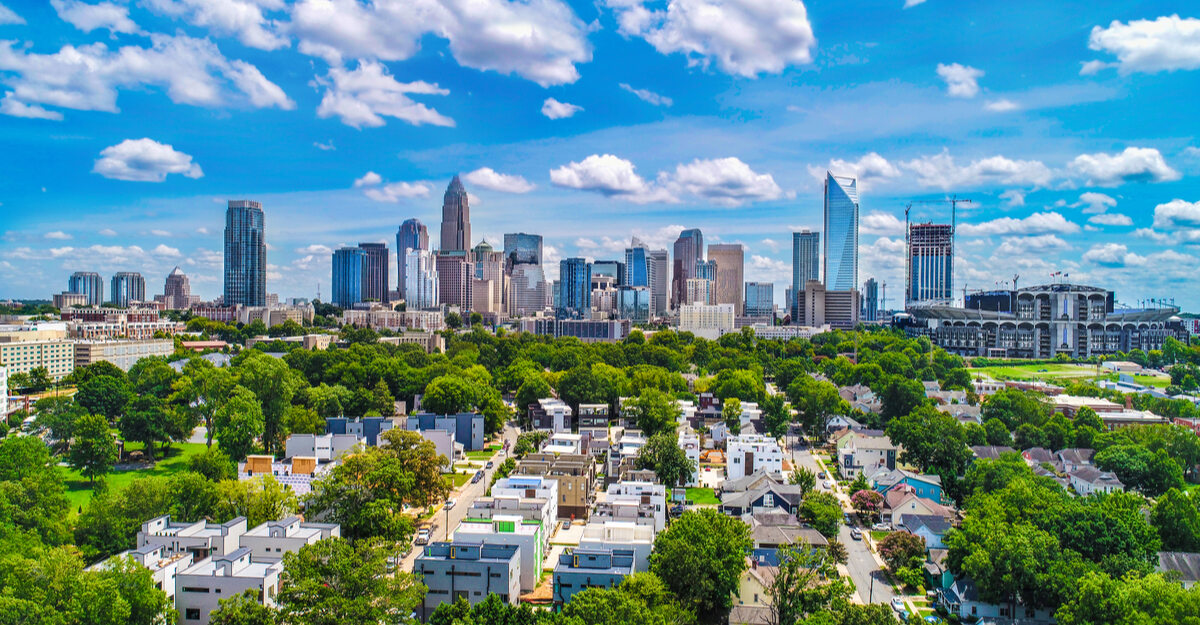 Landscape view of buildings in downtown Charlotte, North Carolina.