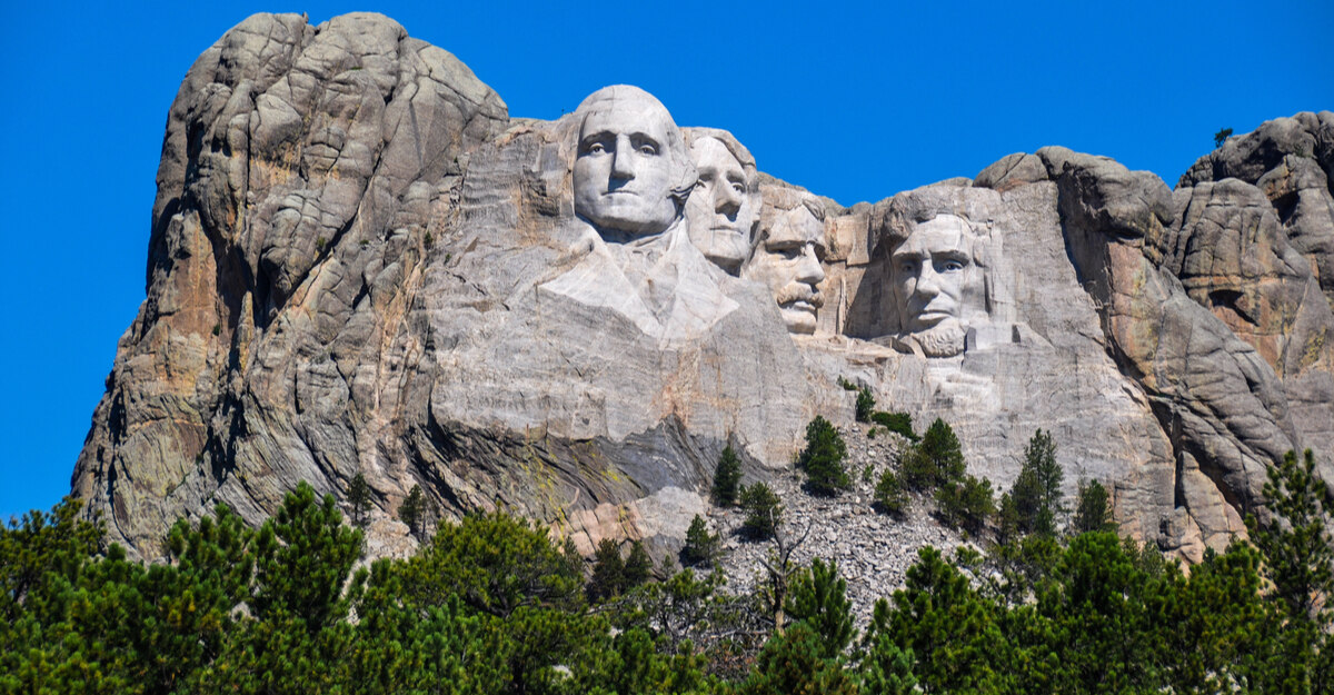 Closeup view of Mount Rushmore in South Dakota.