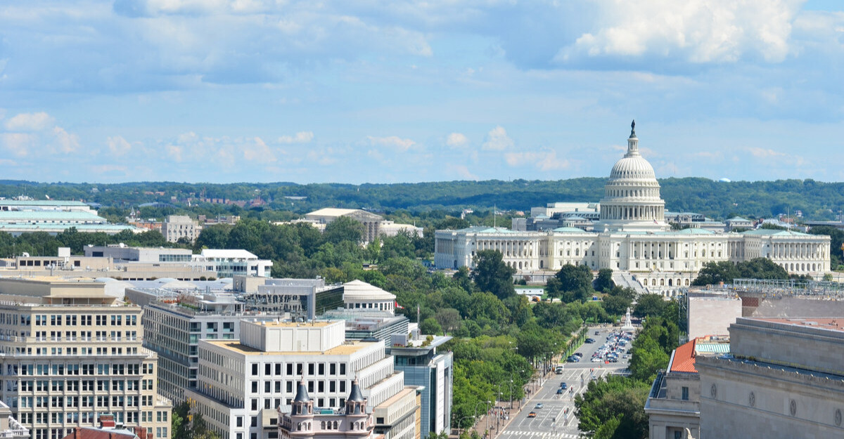 Aerial view of Pennsylvania Avenue in Washington, D.C.