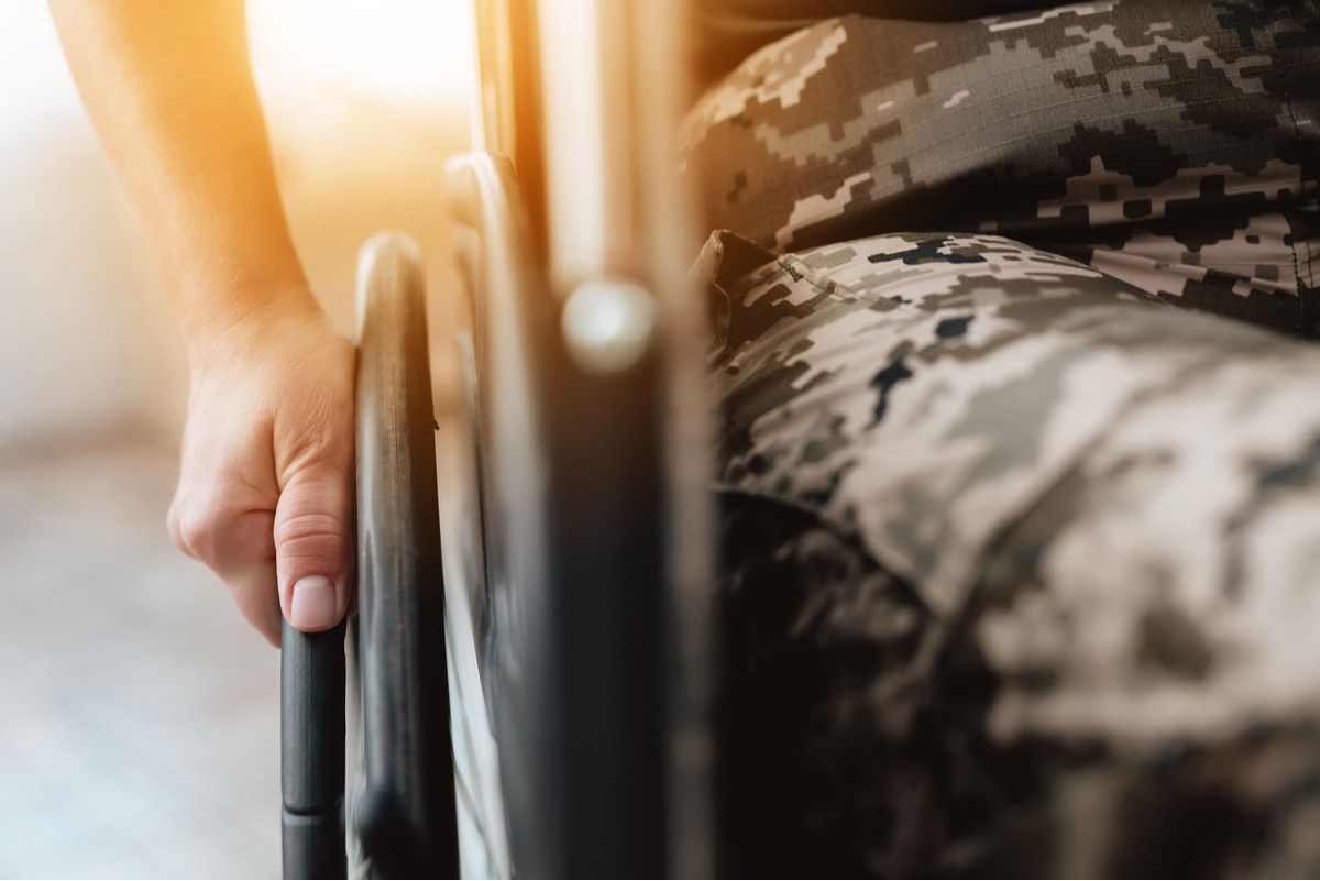 Veteran using a wheelchair.